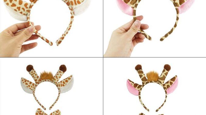 Treeling 3 ชิ้น เทศกาล ปาร์ตี้ ยีราฟ ผม ห่วง หาง ผูก ชุดที่คาดผม ฮาโลวีน คริสต์มาส เครื่องแต่งกาย คอสเพลย์ ที่คาดผม