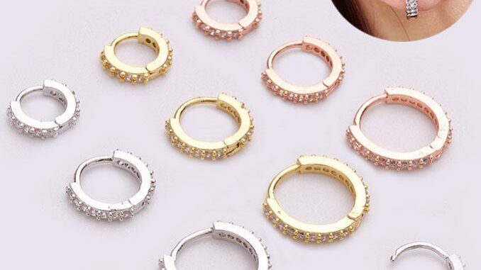 จิวจมูก แบบห่วง เหล็ก ประดับเพชรเทียม สีพื้น สไตล์คลาสสิก