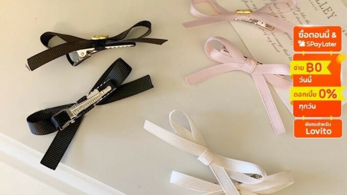 Lovito กิ๊บติดผม สีพื้น แต่งโบว์น่ารัก  สำหรับผู้หญิง L60AD080 (ขาว/ชมพู/ดำ)