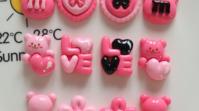 จี้รูปหมีน่ารัก สีกุหลาบ 10 ชิ้น สําหรับงาน DIY