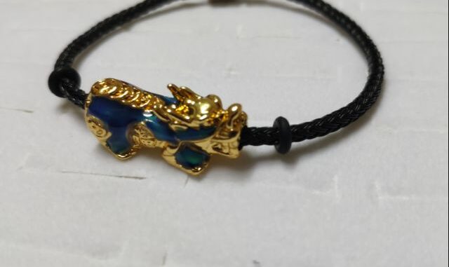 ปี่เซี่ยะ5ธาตุ สายหนังดำถัก ข้อมือปี่เซี่ยะเปลี่ยนสี เปลี่ยนสีไว