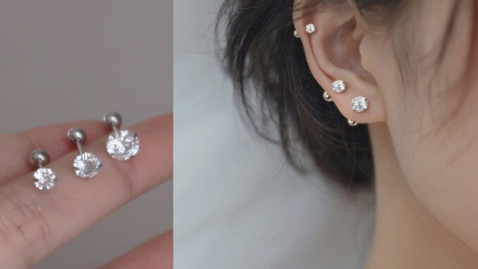 We Flower ต่างหูสตั๊ด เงิน S925 ประดับเพทาย คริสตัล เครื่องประดับ สําหรับผู้หญิง และผู้ชาย 1 ชิ้น