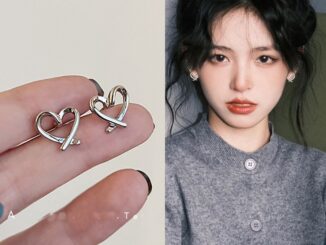 ต่างหูสตั๊ด ชุบเงิน เกรด S925 จี้รูปหัวใจ เรียบง่าย เครื่องประดับ สําหรับผู้หญิง