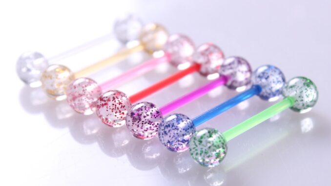 จิวเจาะลิ้นคริสตัล ลิ้น UV เครื่องประดับ บาร์เบล 8 ชิ้น