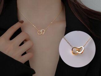 สร้อยคอโซ่เหล็กไทเทเนียม จี้รูปหัวใจคู่ เรียบง่าย ไม่จาง สไตล์มินิมอล