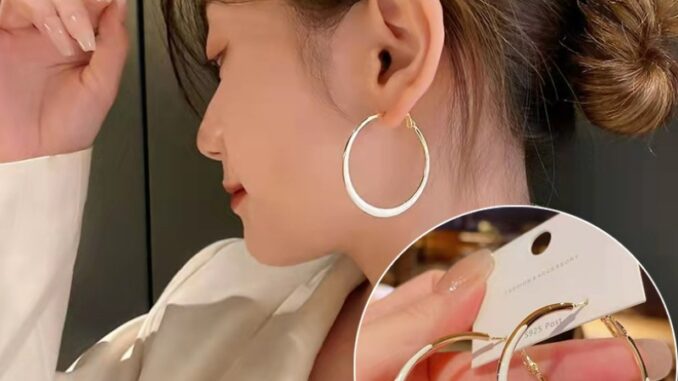 ต่างหูห่วง ทรงกลม ขนาดใหญ่ สีขาว แฟชั่นสไตล์ฝรั่งเศส สําหรับผู้หญิง