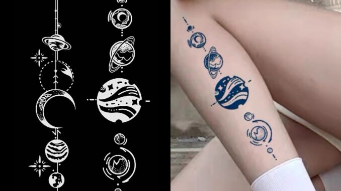 【Mars Tattoo】ใหม่ สติกเกอร์รอยสักชั่วคราว กึ่งถาวร 2 สัปดาห์ ติดทนนาน D139