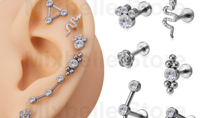 จิวหูสแตนเลส 316L จิวแป้นแบน สำหรับผิวแพ้ง่าย ต่างหูสแตนเลสแท้ พร้อมส่ง [รหัส GC]