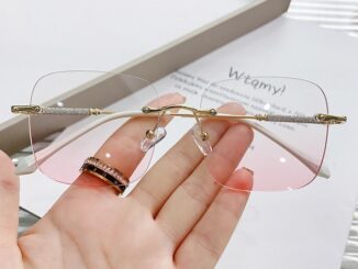 (0 ถึง -400 °)  แว่นสายตาสั้นผู้หญิงไร้ขอบไม่มีสีโลหะกรอบใหญ่บลัชออนแว่นตากรอบแบน แว่นสายตาสั้น