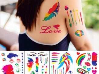 สติกเกอร์รอยสักชั่วคราว ลายกราฟฟิติ สีรุ้ง กันน้ํา เหมาะกับงานปาร์ตี้ สําหรับผู้ชาย และผู้หญิง