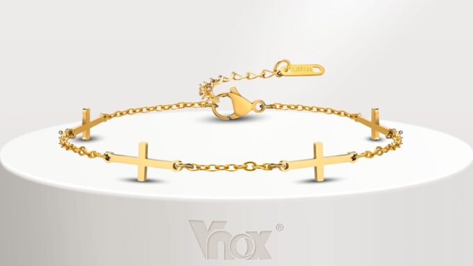 Vnox สร้อยข้อมือ ลูกปัดไขว้ สเตนเลส ทอง 18K เครื่องประดับ สําหรับผู้หญิง Vnox สร้อยข้อมือ ลูกปัดไขว้ สเตนเลส ทอง 18K เครื่องประดับ สําหรับผู้หญิง