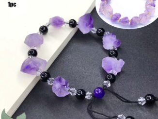 สร้อยข้อมือมาคราเม่คริสตัลอเมทิสต์ แบบธรรมชาติ สามารถปรับได้ บรรเทาความเครียด สําหรับผู้ชาย และผู้หญิง