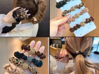 ยางรัดผม แบบยืดหยุ่น พิมพ์ลายเสือดาว ประดับพลอยเทียม แฟชั่นสําหรับผู้หญิง