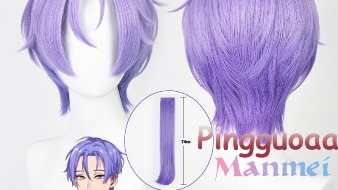 Manmei Game Nu: Carnival Kuya Cosplay Wig 32cm Light Purple Gradient Short Wigs Heat Resistant Synthetic Halloween Party Hair