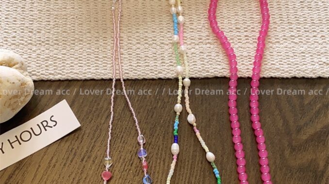 Ins เกาหลี เด็กผู้หญิง เรขาคณิต ใส หัวใจ สีชมพู คริสตัล ลูกปัด มุก สร้อยคอ หวาน อารมณ์ กระดูกไหปลาร้า โซ่ ผู้หญิง แฟชั่นย้อนยุค เครื่องประดับ อุปกรณ์เสริม