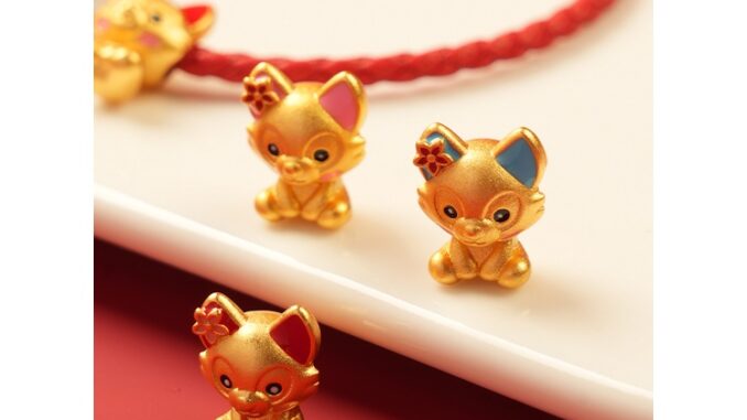 จี้ลูกปัดทราย รูปสุนัขจิ้งจอกน้อย สีทอง ติดทนนาน อุปกรณ์เสริม สําหรับทําสร้อยข้อมือ diy
