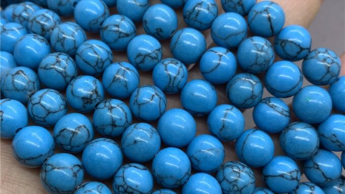 สีน้ำเงินเข้มลาย Howlite Turquoise ประคำ 4-12 มม. กลม DIY หลวมหินธรรมชาติ สีน้ำเงินเข้มลาย Howlite Turquoise ประคำ 4-12 มม. กลม DIY หลวมหินธรรมชาติ