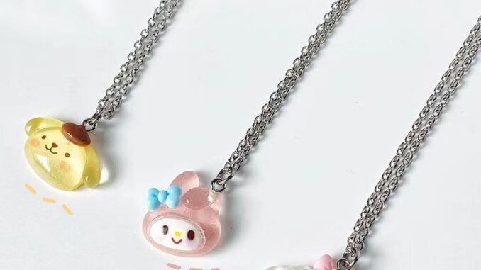 Sanrio สร้อยคอโซ่ จี้การ์ตูน Kuromi Melody เหมาะกับคู่รัก สําหรับนักเรียนหญิง