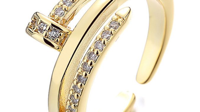 Fancy แหวนชุบทองแท้ 14k ประดับเพทาย AAAA ทรงเรขาคณิต เรียบง่าย หรูหรา ปรับได้ สําหรับผู้หญิง