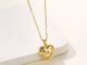 Golden สร้อยคอสเตนเลส 18k จี้รูปหัวใจ ประดับเพทาย สามมิติ เครื่องประดับ