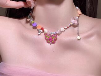 COD❤️สร้อยคอจี้ผีเสื้อลูกปัดที่มีสีสันY2Kเกาหลีแฟชั่นโซ่ไหปลาร้าละเอียดอ่อนหวานเครื่องประดับเด็กผู้หญิง-a.one