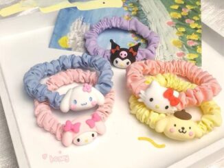 ยางรัดผม แบบนิ่ม ลายการ์ตูน Sanrio Cinnamon Dog Mymelody Purin Kuromi แบบเรียบง่าย สําหรับเด็กผู้หญิง