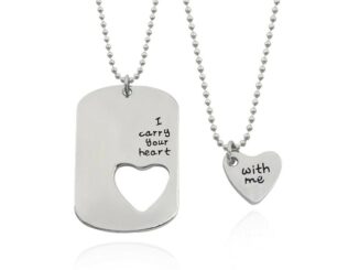 สร้อยคอโซ่ จี้ตัวอักษร Your Heart Is With Me ประดับลูกปัด แฟชั่นคู่รัก 2 ชิ้น