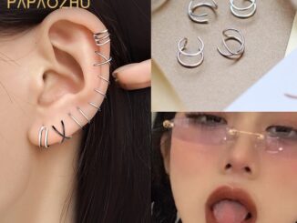 Papaozhu ต่างหูสเตนเลส แบบหนีบ รูปเรขาคณิต ปากปาก ไม่เจาะหู สไตล์มินิมอล สําหรับผู้หญิง และผู้ชาย 1 ชิ้น