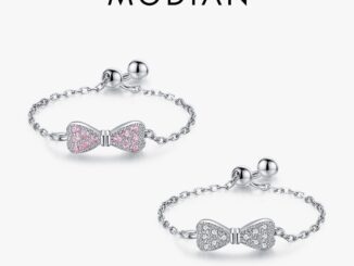 Modian แท้ แหวนเงินแท้ 925 ประดับโบว์น่ารัก ปรับขนาดได้ เครื่องประดับแฟชั่น สําหรับผู้หญิง