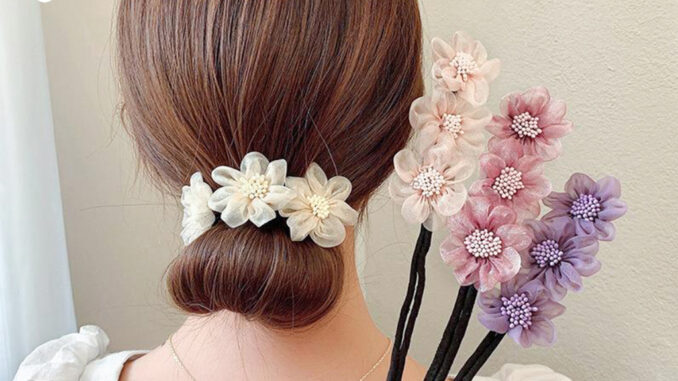 กิ๊บสไตล์เกาหลี สําหรับผู้หญิงที่ชอบ DIY ลูกไม้ + ดอกไม้ เป็นขดลวด  hair accessories