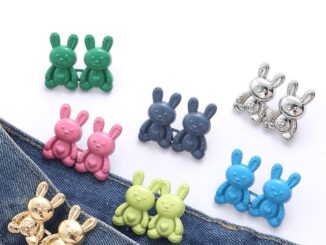 Purelove> ใหม่ กระดุมโลหะ รูปกระต่าย ถอดออกได้ ปรับได้ 1 คู่ สําหรับกระโปรงยีน DIY