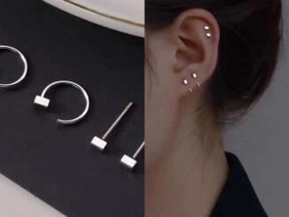 Fashion New Ins Style Small Square Ear Studs Female Small and Exquisite Small Ear Hoop Ear Hook Earrings Sleep Free Ear Piercing Ear Bone Stud