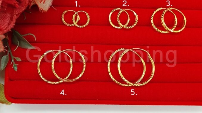 ต่างหูห่วงทองตัดลาย คละแบบ เส้นผ่านศูนย์กลาง 1-3.5 ซม. เสริมบารมี หุ้มเศษทองแท้เยาวราช ใส่ออกงานได้ ใส่อาบน้ำได้ ต่างหูห่วงทองตัดลาย คละแบบ เส้นผ่านศูนย์กลาง 1-3.5 ซม. เสริมบารมี หุ้มเศษทองแท้เยาวราช ใส่ออกงานได้ ใส่อาบน้ำได้