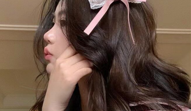 กิ๊บติดผม ประดับโบว์ สีชมพู สไตล์ฝรั่งเศส