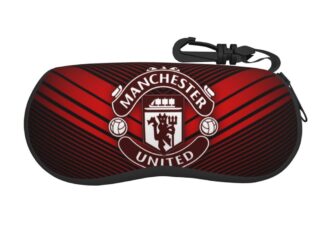 กล่องใส่แว่นตากันแดด แบบนิ่ม แต่งซิป น้ําหนักเบาพิเศษ แบบพกพา ลาย Manchester United