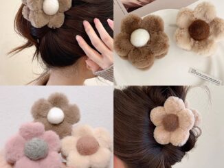 กิ๊บติดผม ผ้ากํามะหยี่ขนนิ่ม ลายดอกไม้น่ารัก ขนาดใหญ่ สีกากี สีสันสดใส แฟชั่นฤดูใบไม้ร่วง และฤดูหนาว