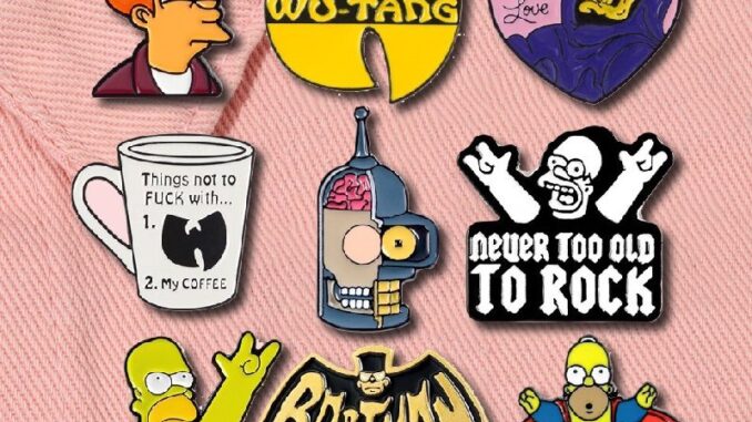 เข็มกลัด รูปโลโก้ร็อค The Simpsons WU-TANG สีดํา เครื่องประดับ สําหรับของขวัญ เข็มกลัด รูปโลโก้ร็อค The Simpsons WU-TANG สีดํา เครื่องประดับ สําหรับของขวัญ