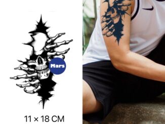 【Mars Tattoo】ใหม่ สติกเกอร์รอยสักชั่วคราว ลายโครงกระดูก กึ่งถาวร ใช้ได้นาน 2 สัปดาห์ D068