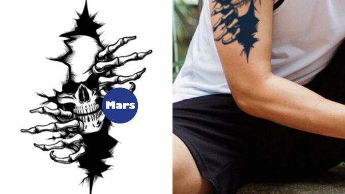 【Mars Tattoo】ใหม่ สติกเกอร์รอยสักชั่วคราว ลายโครงกระดูก กึ่งถาวร ใช้ได้นาน 2 สัปดาห์ D068
