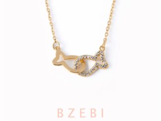 BZEBI สร้อยคอ แฟชั่น โซ่ 2 จี้รูปปลา ประดับเพทาย ขนาดเล็ก เรียบง่าย สไตล์ญี่ปุ่น และเกาหลี สําหรับผู้หญิง 662n