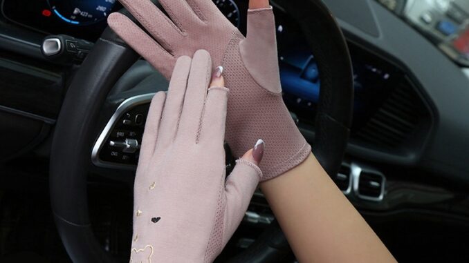 Pufang ถุงมือผ้าฝ้าย กันแดด ป้องกันรังสียูวี แบบบาง เหมาะกับฤดูร้อน สําหรับผู้หญิง ขับขี่ ขี่จักรยาน วิ่ง กลางแจ้ง