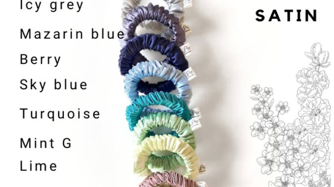 SCRUNCHIES ยางมัดผมโดนัท (2 ชิ้น) ผ้าซาตินเนื้อดี มันเงา วิบวับแบบหรูขนาดเล็ก SCRUNCHIES size S