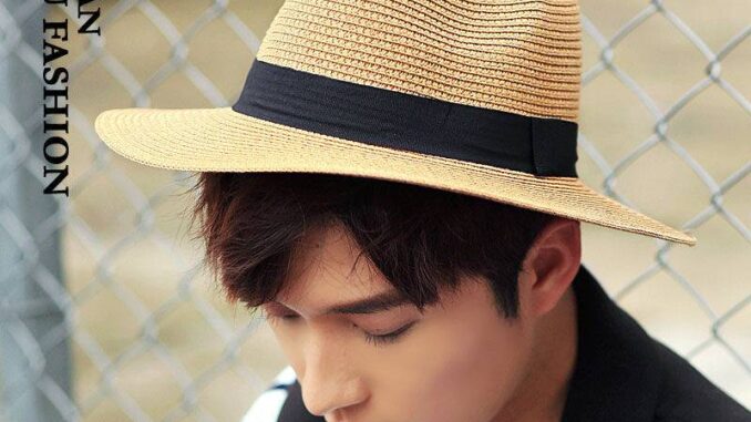 หมวกสานปีกกว้าง ทรงปานามาคาดดำใส่ได้ทั้งชายและหญิงB006
