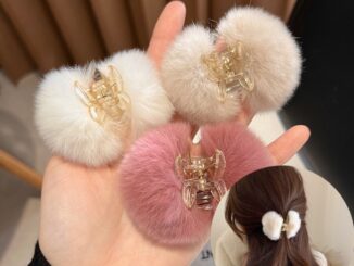 PASUAY กิ๊บงับขนปุยนุ่ม รูปเชอร์รี่ สีครีมใส | กิ๊บขนปุย กิ๊บขนมิ้งค์