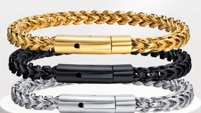 Vnox 6 มม. สเตนเลส ข้าวสาลี โค้ง เชื่อมโยง โซ่ สร้อยข้อมือ สําหรับผู้ชาย สายรัดข้อมือ เครื่องประดับ