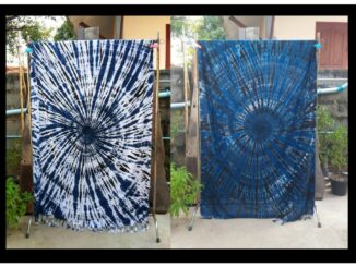 ผ้าบาติกมัดย้อมสีคราม ผ้าคลุมไหล่-ผ้าชายหาดมัดย้อมผืนใหญ่ขนาด 110x200 ซม. ผ้าสปันเนื้อนุ่มเบา