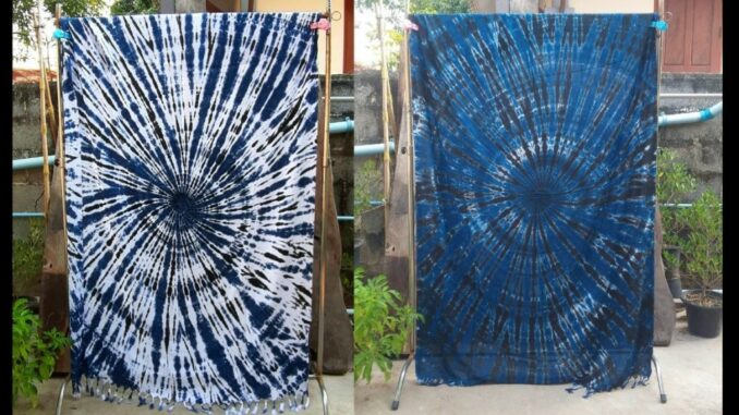 ผ้าบาติกมัดย้อมสีคราม ผ้าคลุมไหล่-ผ้าชายหาดมัดย้อมผืนใหญ่ขนาด 110x200 ซม. ผ้าสปันเนื้อนุ่มเบา
