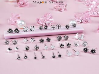 ☘️ต่างหูเงินแท้92.5% ✨ รวมดอกไม้1 ต่างหูรมดำ ตุ้มหูเงินแท้ Silver925 ต่างหูมินิมอล Major Silver Store