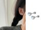 Roselife ต่างหูสตั๊ด แบบสองหัว รูปหัวใจ ประดับมูนสโตน สีฟ้าแวววาว สําหรับผู้หญิง 1 คู่