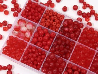ลูกปัดแก้ว สีแดง สีพื้น สีโปร่งใส สําหรับทําเครื่องประดับ งานฝีมือ DIY